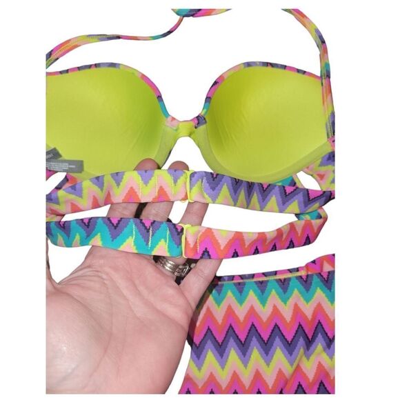 NWOT Aerie 2 Piece Bikini Brooke Swim Halter Top 32B Swim Bottoms L - Picture 6 of 9